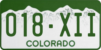 CO license plate 018XII