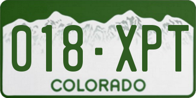 CO license plate 018XPT