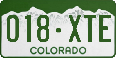 CO license plate 018XTE