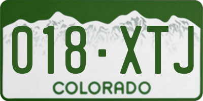 CO license plate 018XTJ