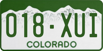 CO license plate 018XUI