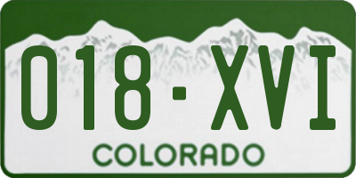 CO license plate 018XVI