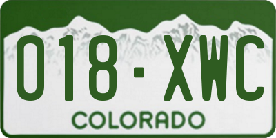 CO license plate 018XWC