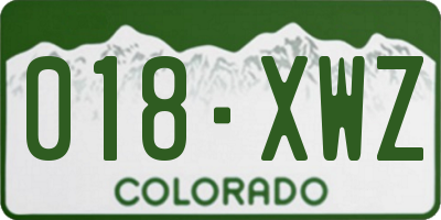 CO license plate 018XWZ