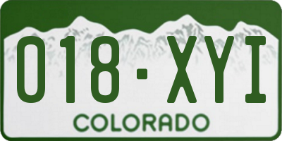 CO license plate 018XYI