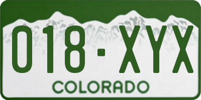 CO license plate 018XYX