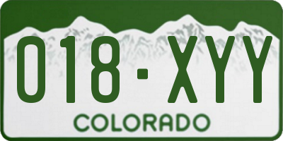 CO license plate 018XYY