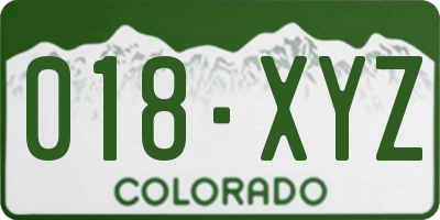 CO license plate 018XYZ