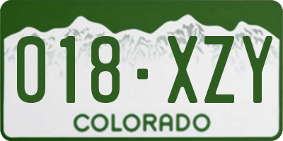 CO license plate 018XZY