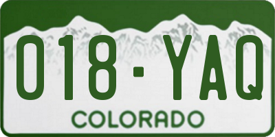 CO license plate 018YAQ