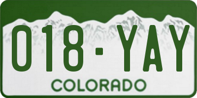 CO license plate 018YAY