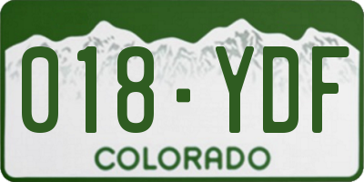 CO license plate 018YDF