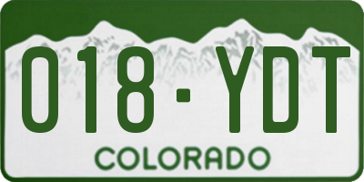 CO license plate 018YDT