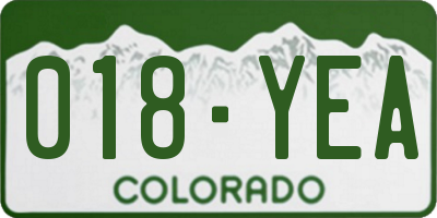 CO license plate 018YEA