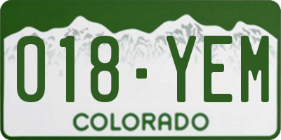 CO license plate 018YEM
