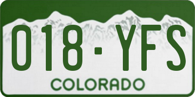 CO license plate 018YFS