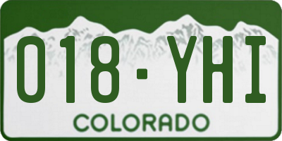 CO license plate 018YHI