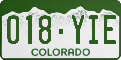 CO license plate 018YIE