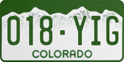 CO license plate 018YIG