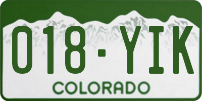 CO license plate 018YIK