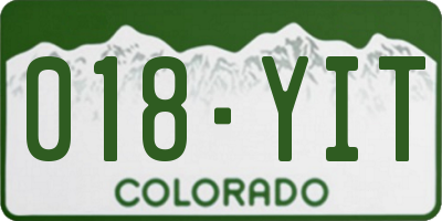CO license plate 018YIT