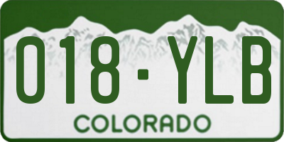 CO license plate 018YLB
