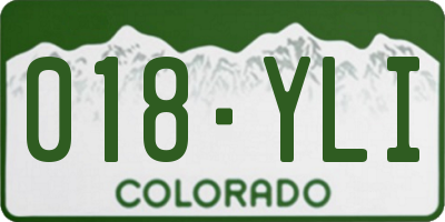 CO license plate 018YLI