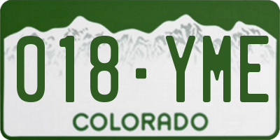 CO license plate 018YME