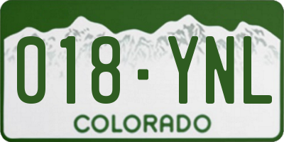 CO license plate 018YNL