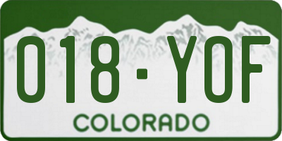 CO license plate 018YOF