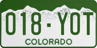 CO license plate 018YOT