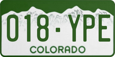 CO license plate 018YPE