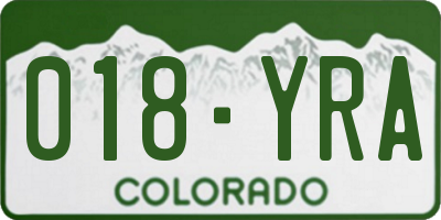CO license plate 018YRA