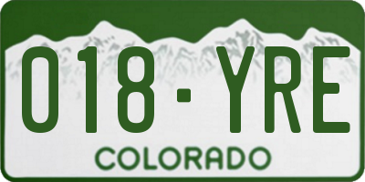 CO license plate 018YRE