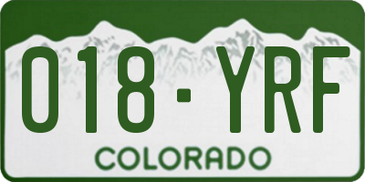 CO license plate 018YRF