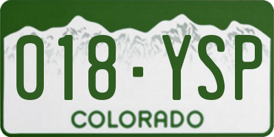 CO license plate 018YSP