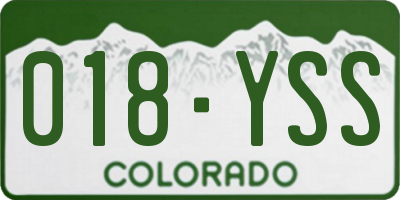 CO license plate 018YSS