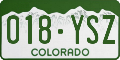 CO license plate 018YSZ