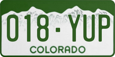 CO license plate 018YUP