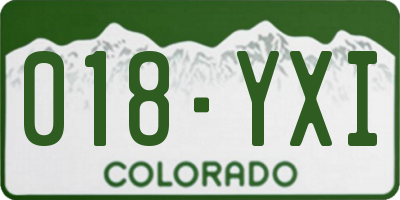 CO license plate 018YXI