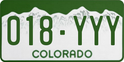 CO license plate 018YYY