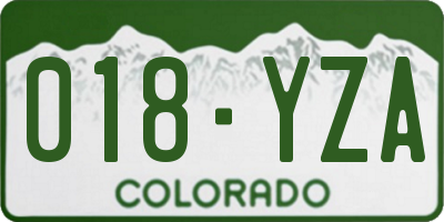 CO license plate 018YZA