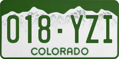 CO license plate 018YZI