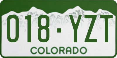 CO license plate 018YZT