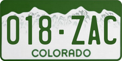 CO license plate 018ZAC