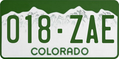 CO license plate 018ZAE