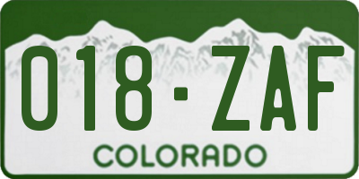 CO license plate 018ZAF