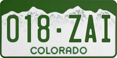 CO license plate 018ZAI