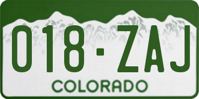 CO license plate 018ZAJ