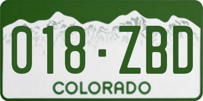 CO license plate 018ZBD